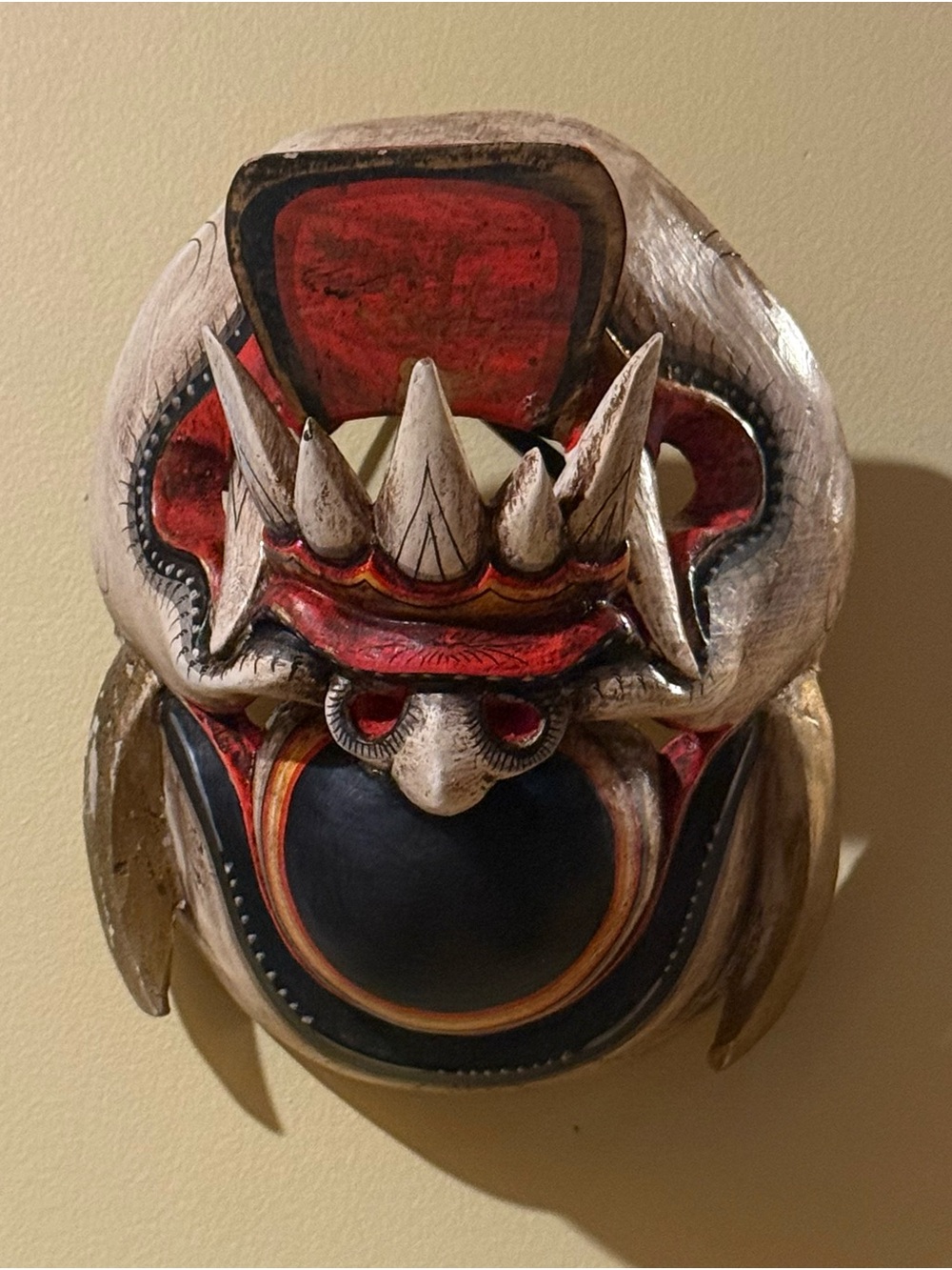 Vintage 8” Balinese Hand-Carved Wood Demon Mask — Rangda/Barong Wall Art